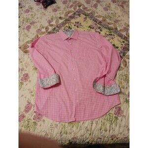 Bugatchi Uomo Dress Shirt Mens XL Long Sleeve Flip Cuffs Adult